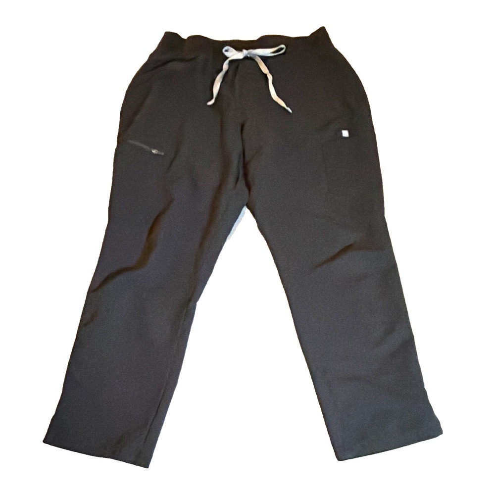 Figs Women's Size L  Petite Black High Waisted Yola Scrub Pants